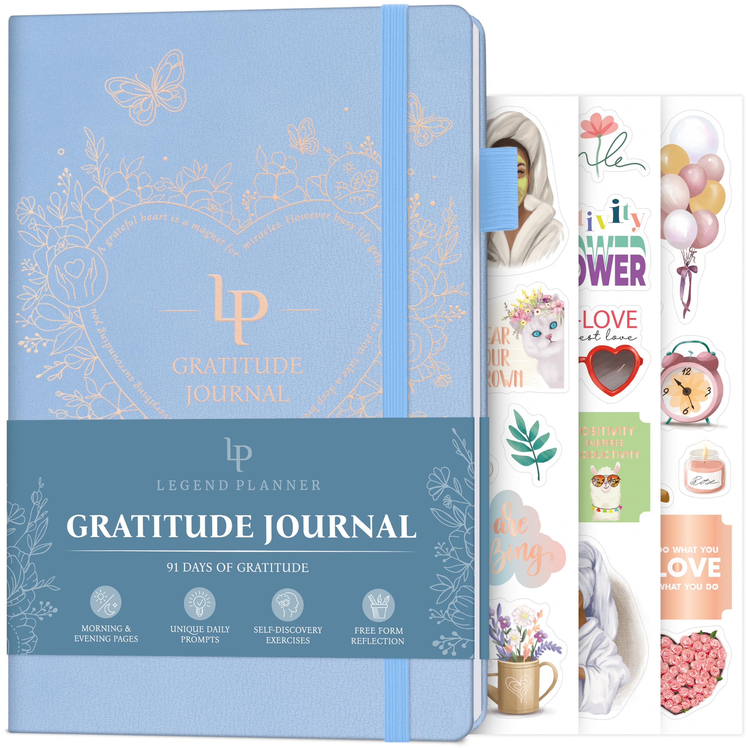 Legend Gratitude Journal – Guided Daily Journal to Foster Positivity & Happiness – Grateful Notebook to Write In – Inspirational Affirmation & Thankful Journal – Lasts 3 Months (Periwinkle Gold Foil)