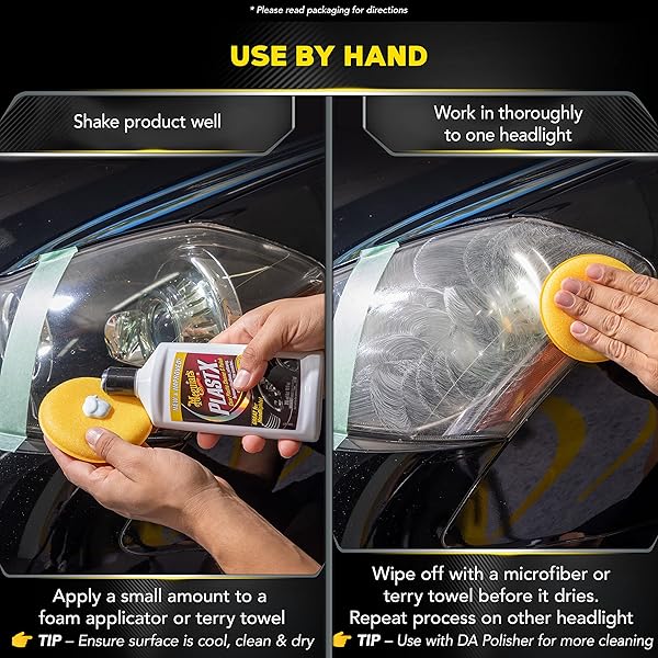 MEGUIAR’S PLASTX CLEAR PLASTIC POLISH, FAST & EASY CLEAR PLASTIC RESTORER FOR HEADLIGHTS, TAILLIGHTS, SOFT TOP WINDOWS, AND MORE, REMOVE SCRATCHES, CLOUDINESS, YELLOWING, AND OXIDATION, 10 OZ.