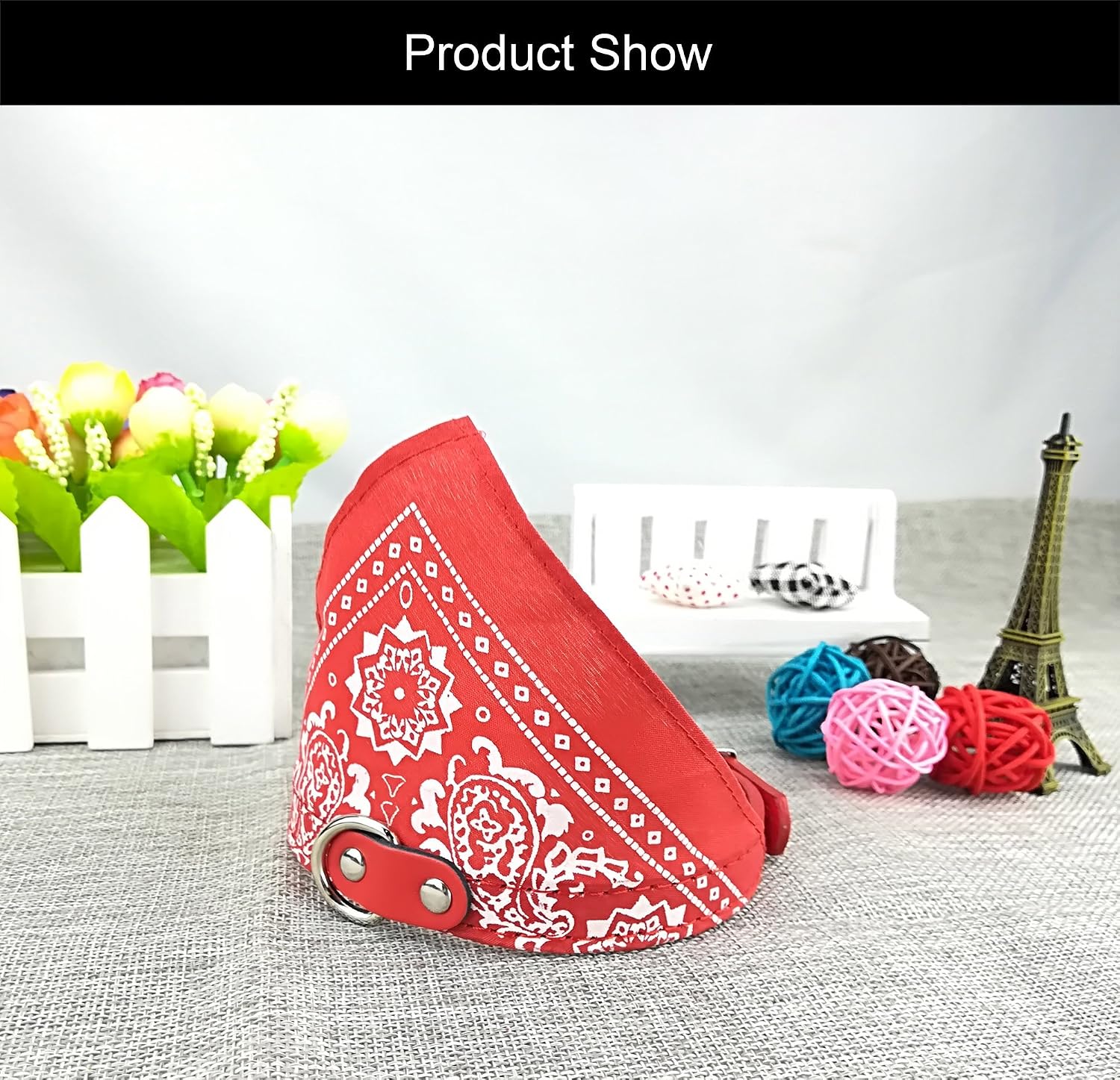 Newtensina Fashion Dog Bandana Collar Dog Collar Boy Medium Bandana Puppy Bandana with Collar for Dogs - Red - M - Image 5
