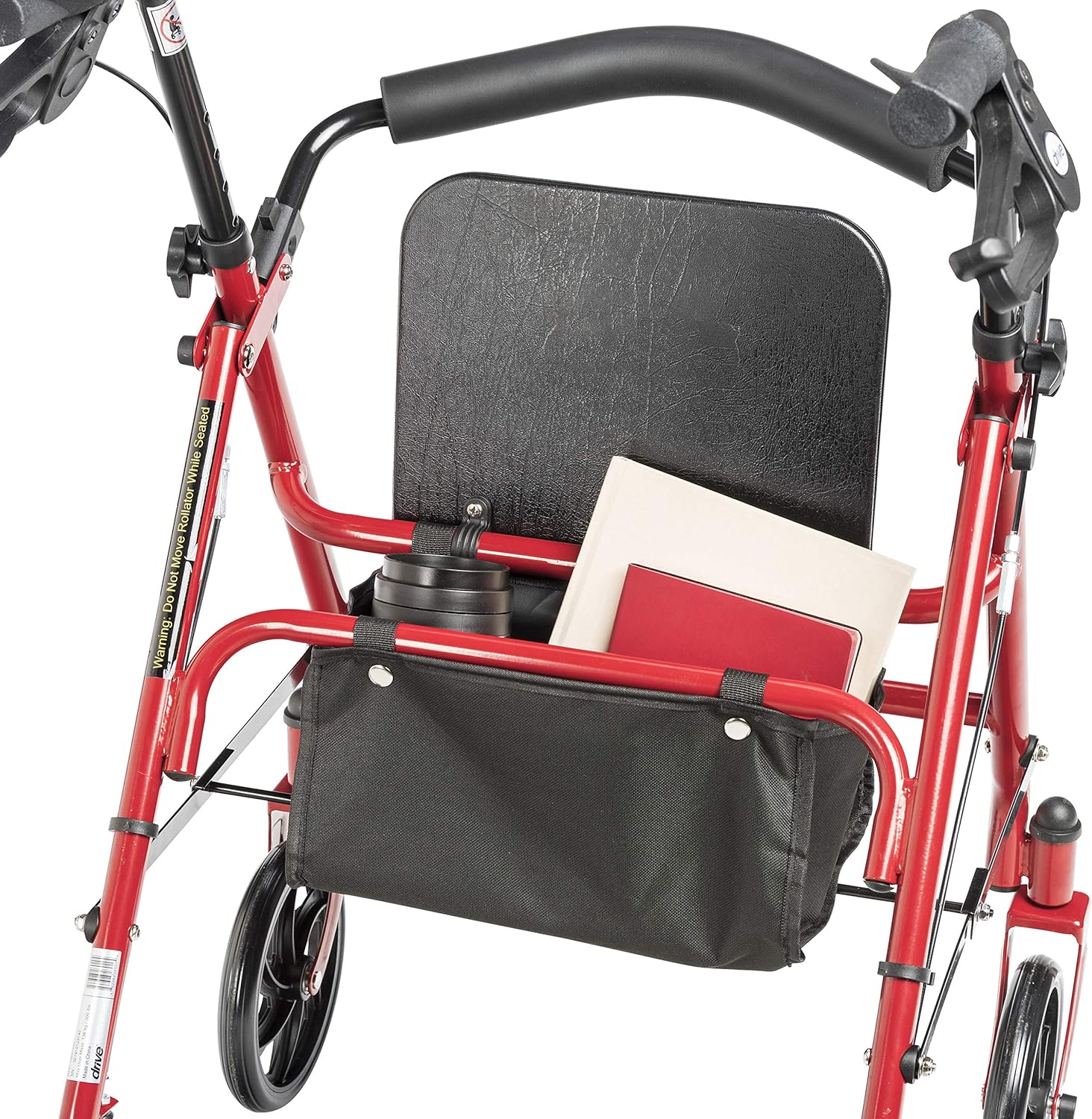 Drive Medical Four Wheel Rollator with Fold Up Removable Back Support, Red: Health & Personal Care