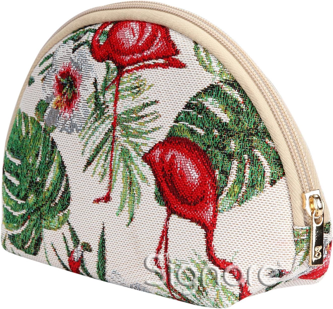 Signare Tapestry Cosmetic Bag Makeup Bag for Women with Bird Design (Flamingo, COSM-FLAM) - Image 3