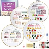 hitwty Embroidery kit for Beginners Adults, Hand Needle Point Practice Kit, Easy 37 Stitches Decorative Patterns with Flowers and Leaves, Weave and Cross Stitch Sampler, Simple DIY Craft for Women