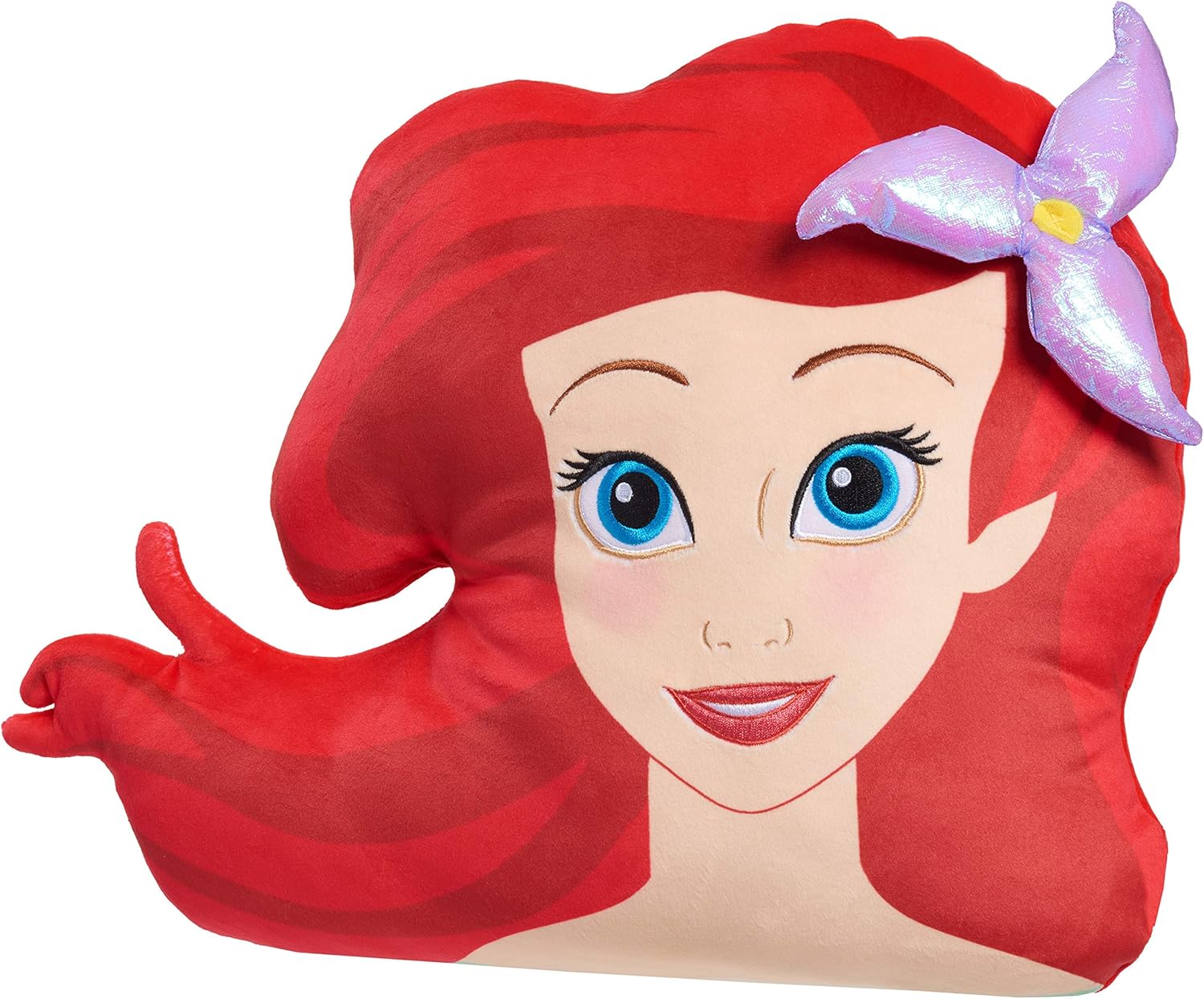 Disney Princess Character Head 12.5-Inch Plush Ariel, The Little Mermaid, Soft Pillow Buddy Toy for Kids by Just Play