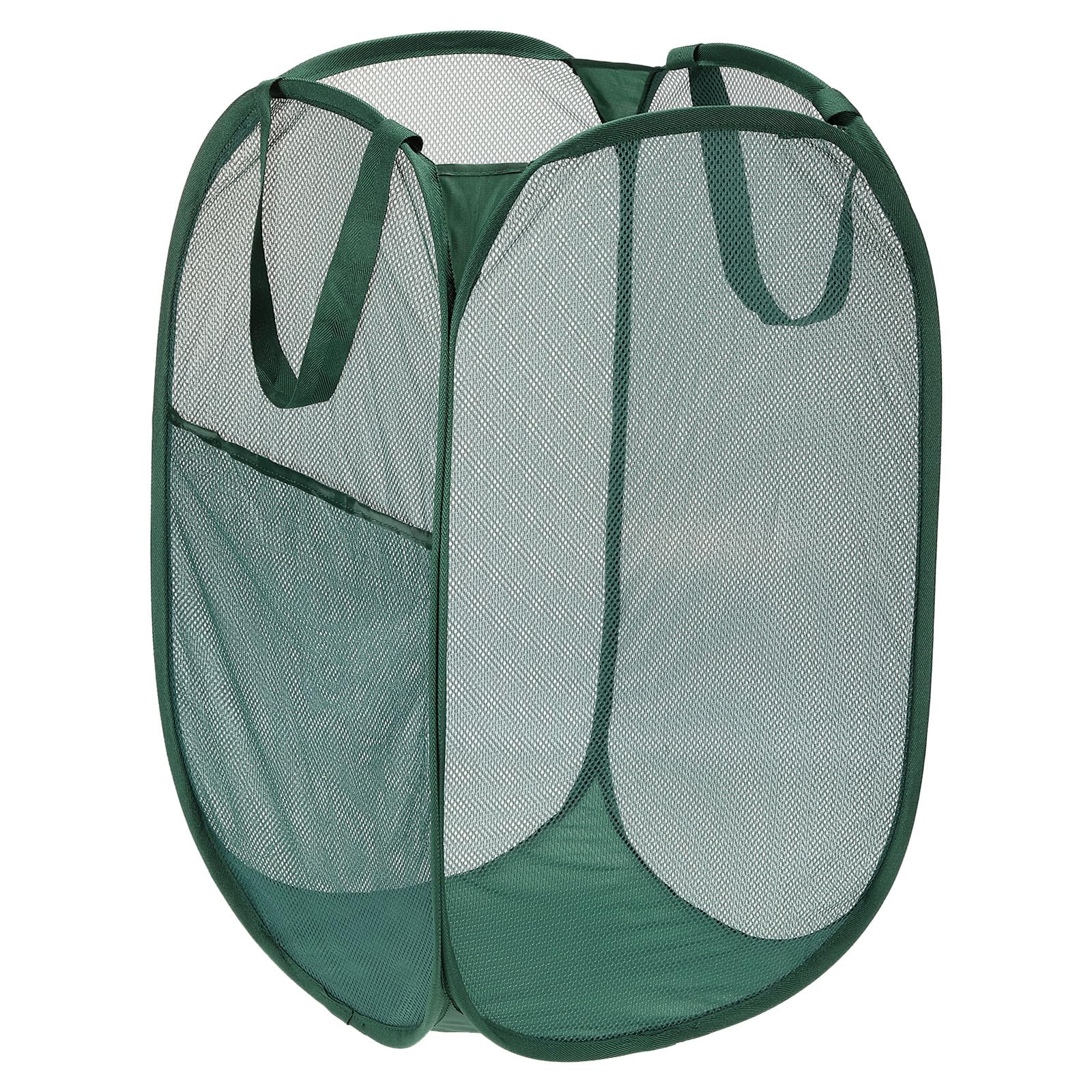 PATIKIL Mesh Laundry Hamper, Collapsible Laundry Baskets Bag with Handles for Laundry Room, Travel, Dark Green