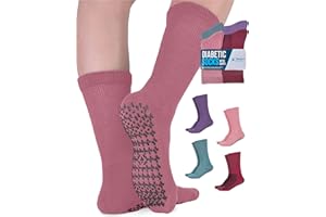DOCTOR'S SELECT Diabetic Socks for Women and Men - 4 Pairs Non Binding & Non Slip Socks