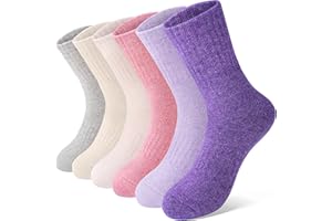 Anlisim Kids Merino Wool Hiking Socks Boys Girls Toddlers Thermal Winter Warm Boot Thick Cushion Gift Socks 6 Pairs
