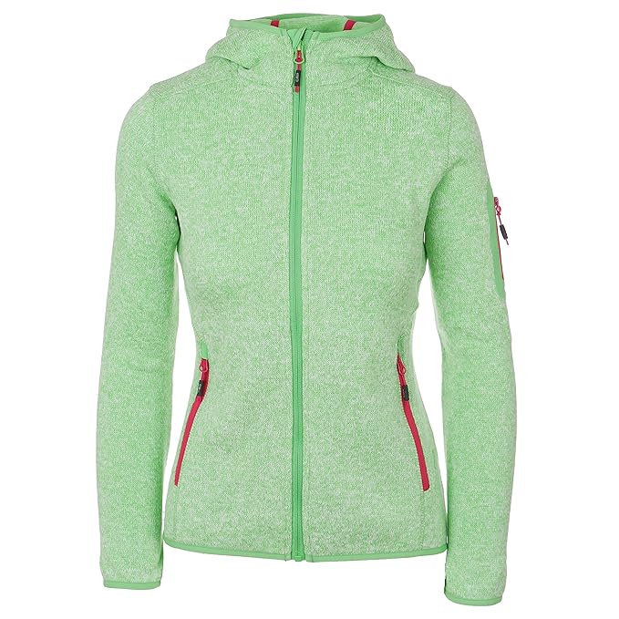 Strickfleecejacke Damen CMP Outdoor Fleecejacke dünn Sweatjacke mit Kapuze Strickjacke große Größen Kiara II