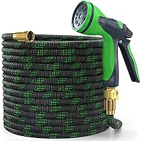 YEMMEN Garden Hose 50ft Expandable Water Hose with 10 Function Nozzle and Solid Brass Fittings
