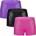 BYONEME Girls Dance Short for Gymnastics Athletic Shorts Sparkle Glitter Tumbling Bottoms