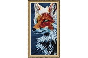 CROSSDECOR Stamped Cross Stitch Kits,14 CT Patterns Dimensions Counted Cross Stitch Kits for Adults,Fantastic Cross Stitch Kits for Home Decor and Gifts-Wolf 27×47cm