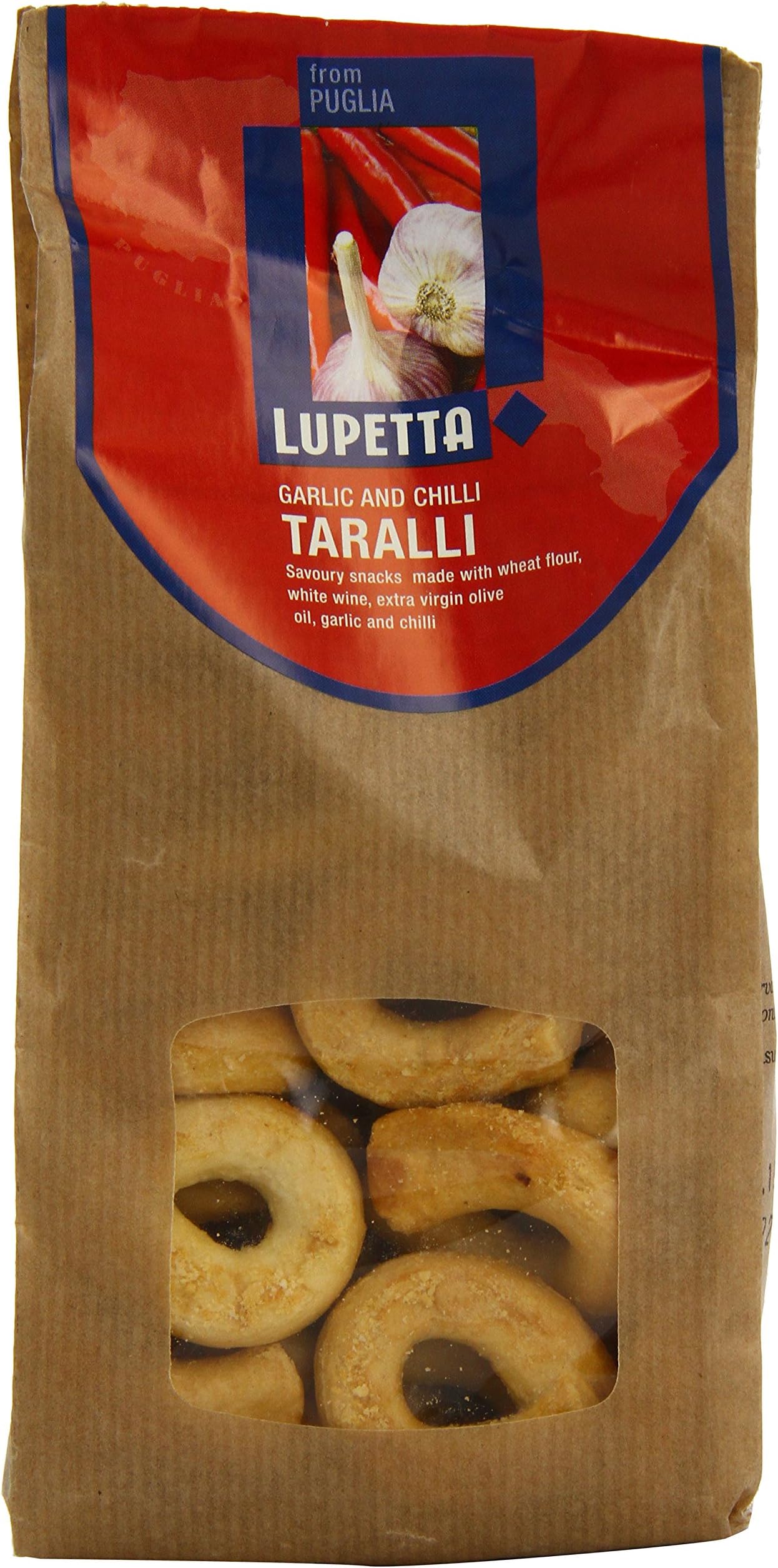 Lupetta Garlic and Chilli Taralli 250 g (Pack of 6)