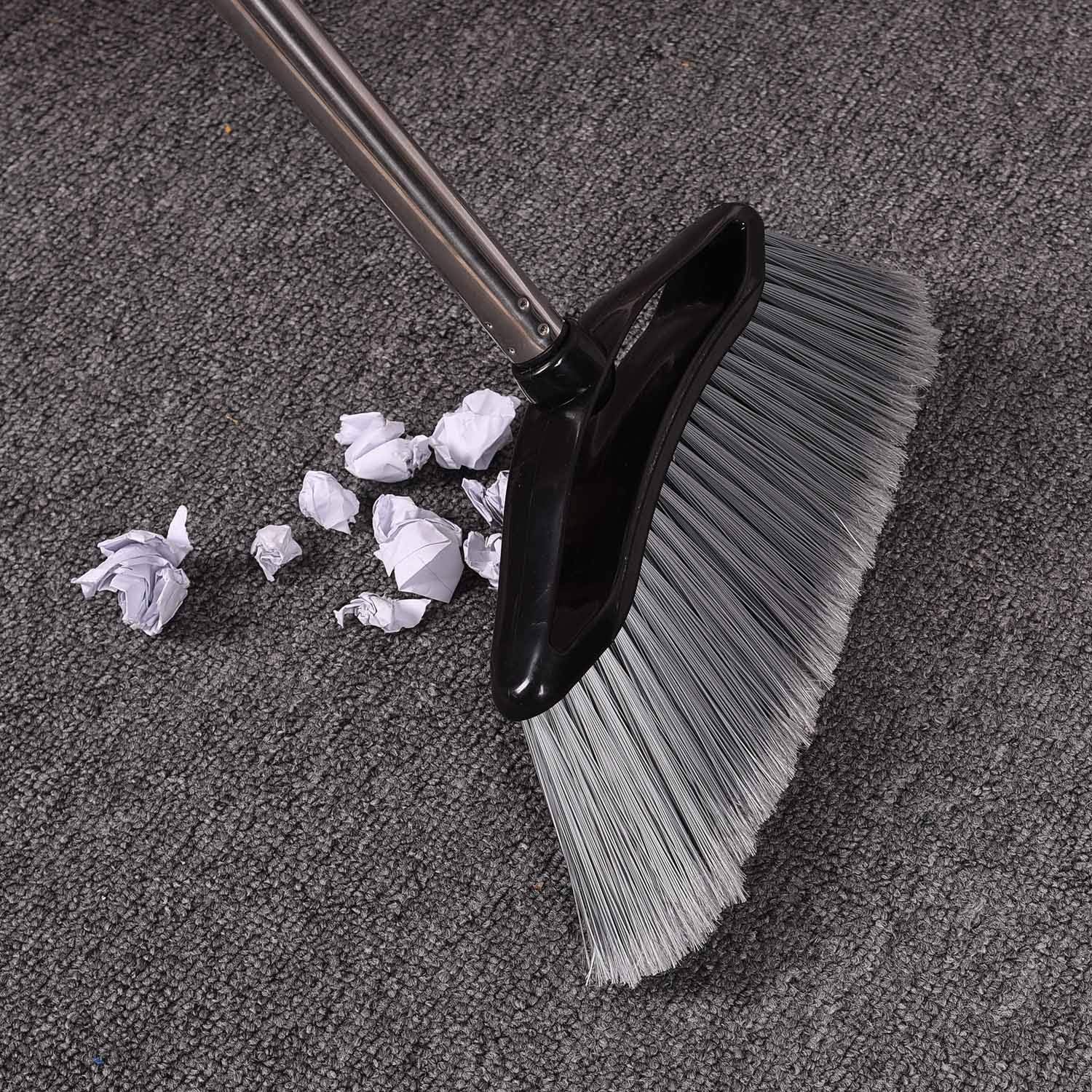 Angle Broom with Adjustable Stainless Steel Handle, PET Fine Long Broom Bristles, Heavy Duty Floor Sweeper, Great Use for Home Kitchen Room Office, 1 Pack: Health & Personal Care