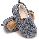 FHILEPON Women's House Slippers Lightweight Memory Foam House Shoes Cozy Closed Back Slippers with Curly Fleece for Indoor Outdoor