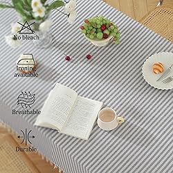 meioro Table Cloth Blue White Striped Tablecloth
