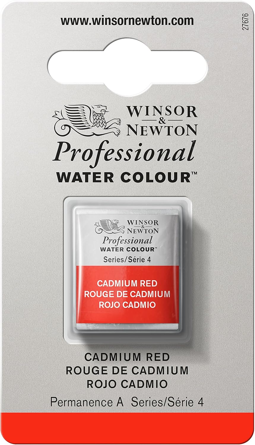 Winsor & Newton Half Pan Professional Water Colour, Cadmium Red, 5 g (Pack of 1)