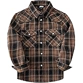 JOGAL Boys Western Shirt Long Sleeve Pearl Snap Plaid Shirts Lightweight Flannel Shirts for Kids 6-14 Years