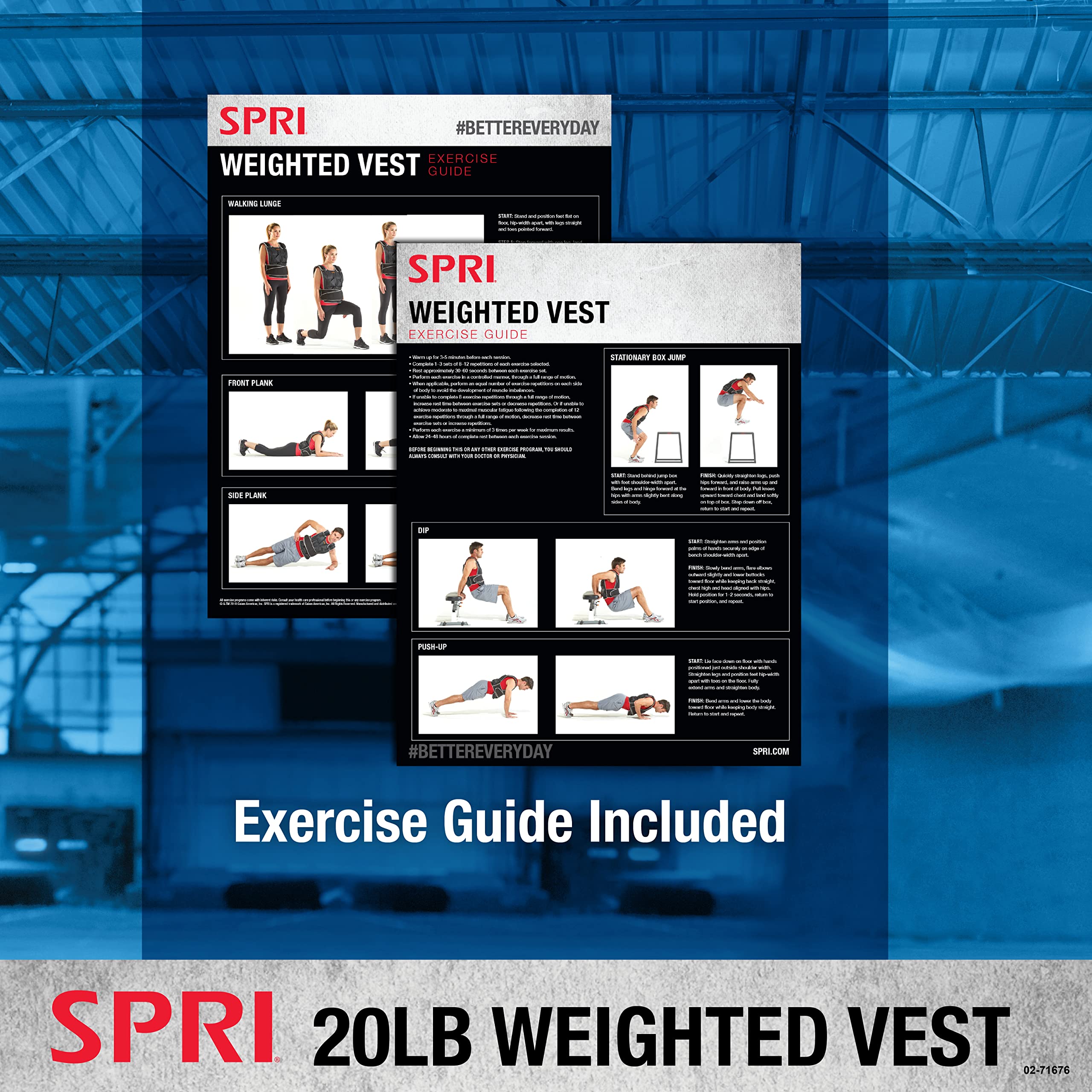 SPRI 20 lb Weighted Vest for Women & Men - Adjustable Weight Vest for Running, Strength Training, Endurance, and Fitness - Ten 2lb Weight Bags for Customized Workout - Comfort Fit and Durable Closure