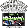 GearIT Cat 6 Ethernet Cable (24-Pack 0.5 Feet) Cat6 Network Patch, 10Gbps, RJ45, Snagless Cord, Gold-Plated Connectors, Internet for PC, TV, Tablet, Router, Printer, Servers, IT Data Center - White