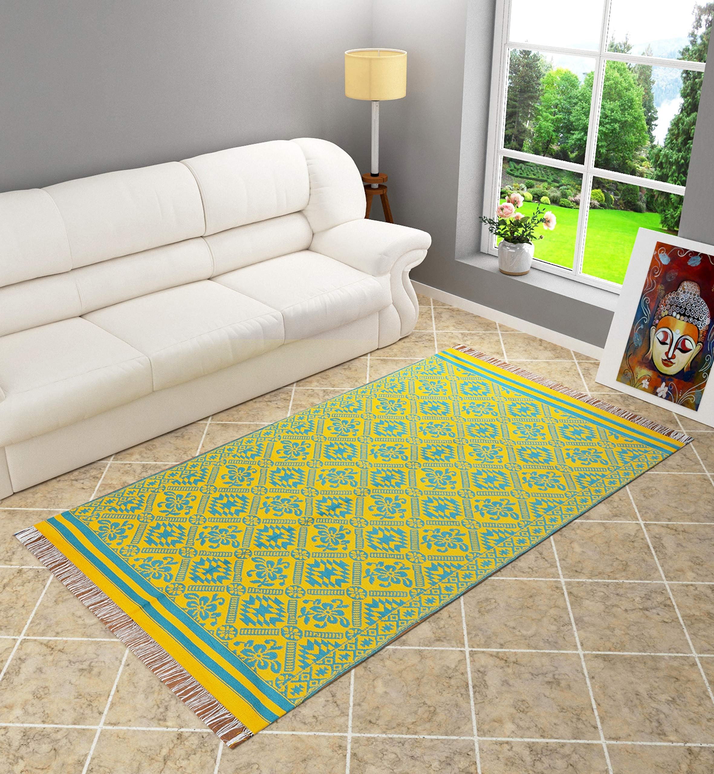 Shankara Cotton Traditional Casual Carpet (Multi Color, 4 X 7 Feet)