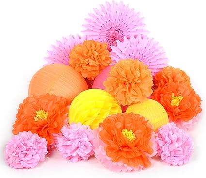 Amazon Com Paper Jazz Dual Color Pompom Flower Lantern Paper