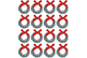 Cagemoga 30 Pieces Mini Christmas Wreaths Artificial Christmas Wreath Miniature Frost Sisal Christmas Tree Wreaths for Christmas Tree Hanging Arts and Crafts Décor