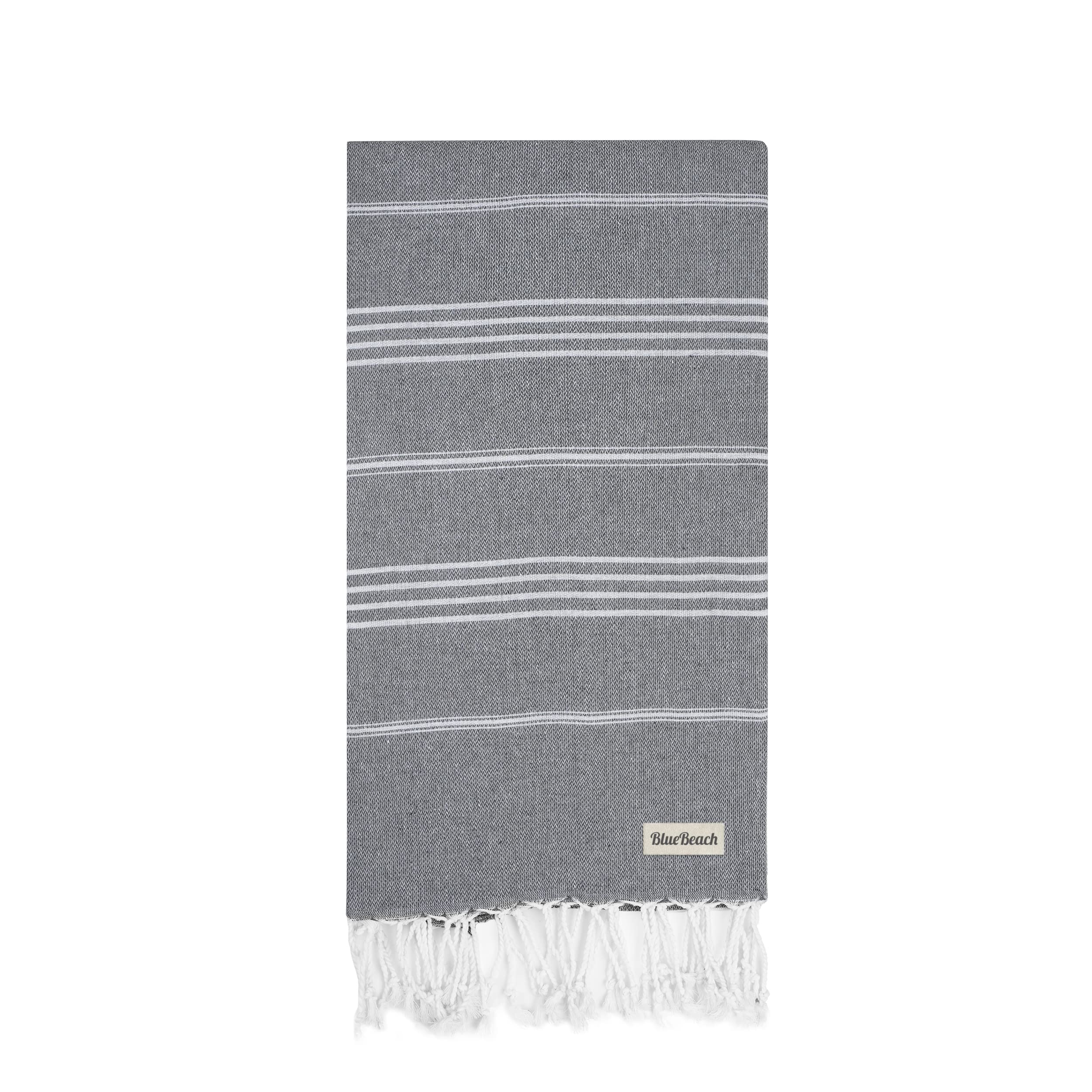 Blue Beach Turkish Towel - 100x180cm Large Turkish Hammam Peshtemal Towel - Super Absorbent, Quick Dry, Sand Free, Lightweight, Compact Towels for Swimming, Bath, Gym, Sauna and Travel (Dark Grey,1)