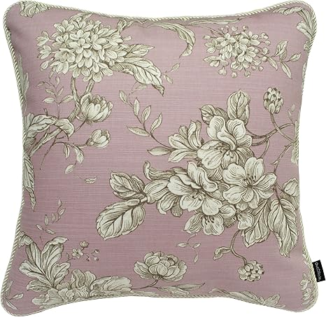 Amazon Co Jp アウトスタイル クッションカバー 45x45cm インポート イギリス 花柄 線画 ピンク アキテーヌ ホーム キッチン