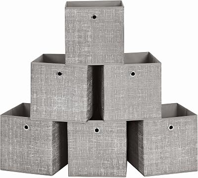 SONGMICS Storage Boxes Set of 6 30x30x30 cm Non-Woven with Handles