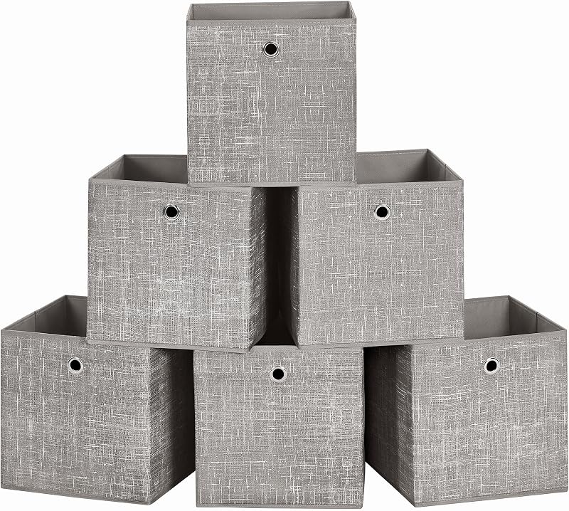 SONGMICS Storage Boxes Set of 6 30x30x30 cm Non-Woven with Handles
