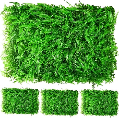 Amazon Com Gkanmore 4 Paneles De Plantas Artificiales Para Decoracion De Pared De Cesped Artificial De 12 X 16 Pulgadas Para Interior Exterior Pared De Fondo Pared Verde Jardin Patio Patio Decoracion