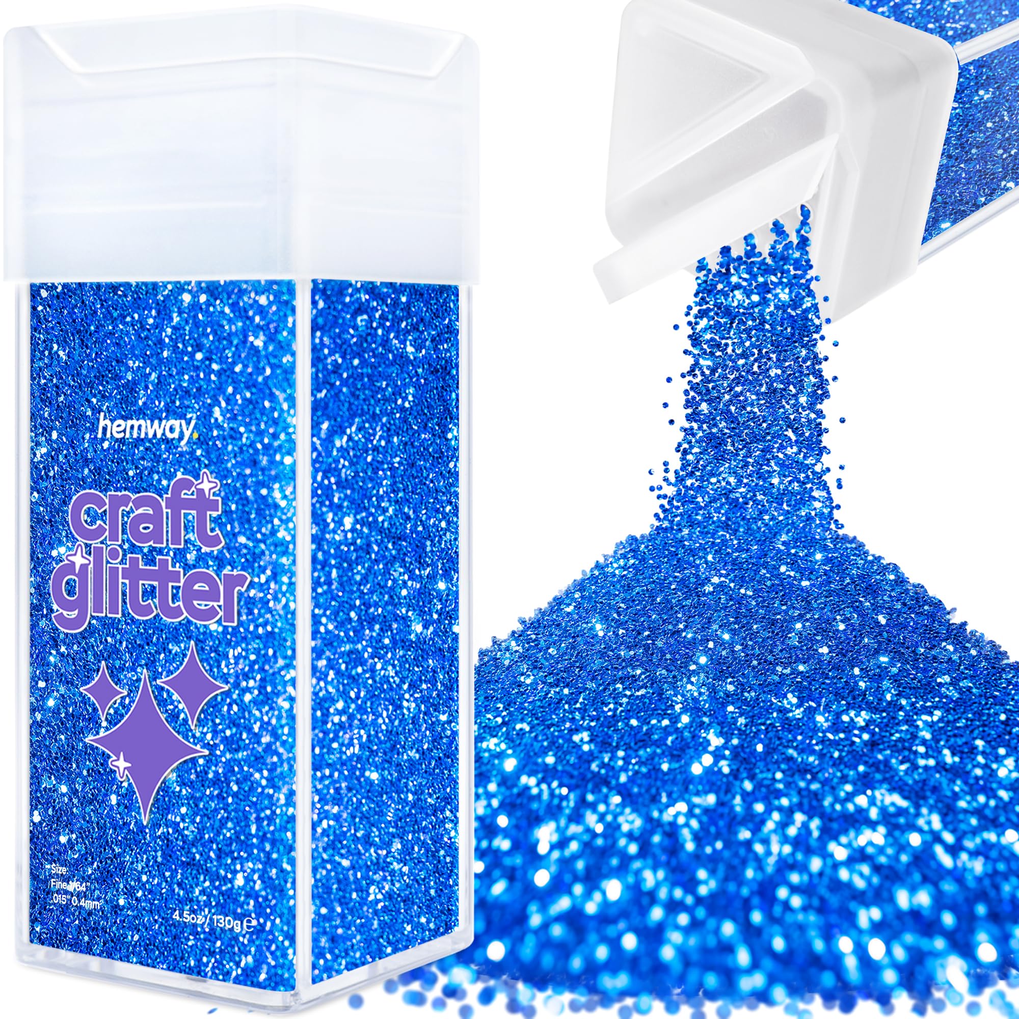 Hemway Glitter Shaker Sapphire Blue 110g Fine, Craft Glitter Shaker for Resin & Epoxy Crafts, Christmas Art Supplies, Nail, Body, Face, Eye, Festival, Crafting, Slime, Sparkle