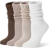 EBMORE Merino Wool Slouch Boot Socks Thermal Warm Winter Thick Scrunch Cozy Crew Socks for Women 4 Pairs