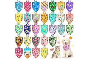 PIKLODO 30Pcs Summer Dog Bandanas Bulk Hawaiian Dog Scarves Hawaii Fruit Triangle Puppy Bandanas Washable Adjustable Pet Bandana for Small Medium Large Dog Puppy Cat Pet Grooming Accessories