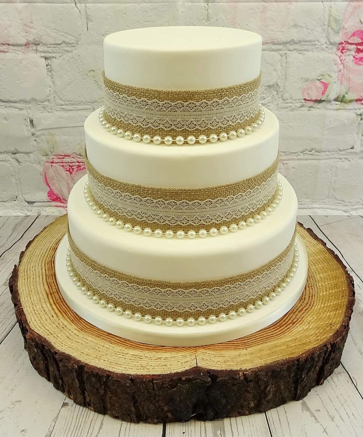 Vintage Rustic Wedding Cake 50mm Hessian Lace Ribbon With