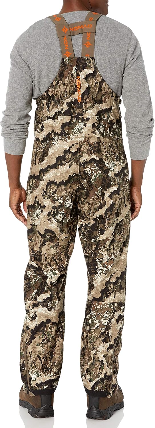 Nomad Mens Scrape Bib | Water & Wind-Resistant Insulated Performance Camo Hunting Bib: Clothing