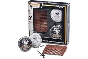 Hunter Jack Beard Kit for Men - Sandalwood Beard Comb, Beard Soap, and Beard Balm - Fine Tooth Mustache Comb - Mens Beard Kit for Care and Grooming in Premium Gift Box