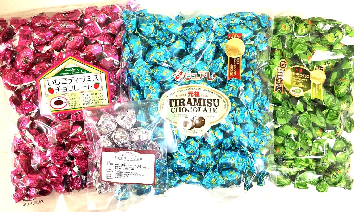Amazon ピュアレティラミス500g 抹茶ティラミス500g イチゴティラミス500g 3点セット ミルクココアチョコ25gおまけ付 ピュアレ チョコレート菓子 通販
