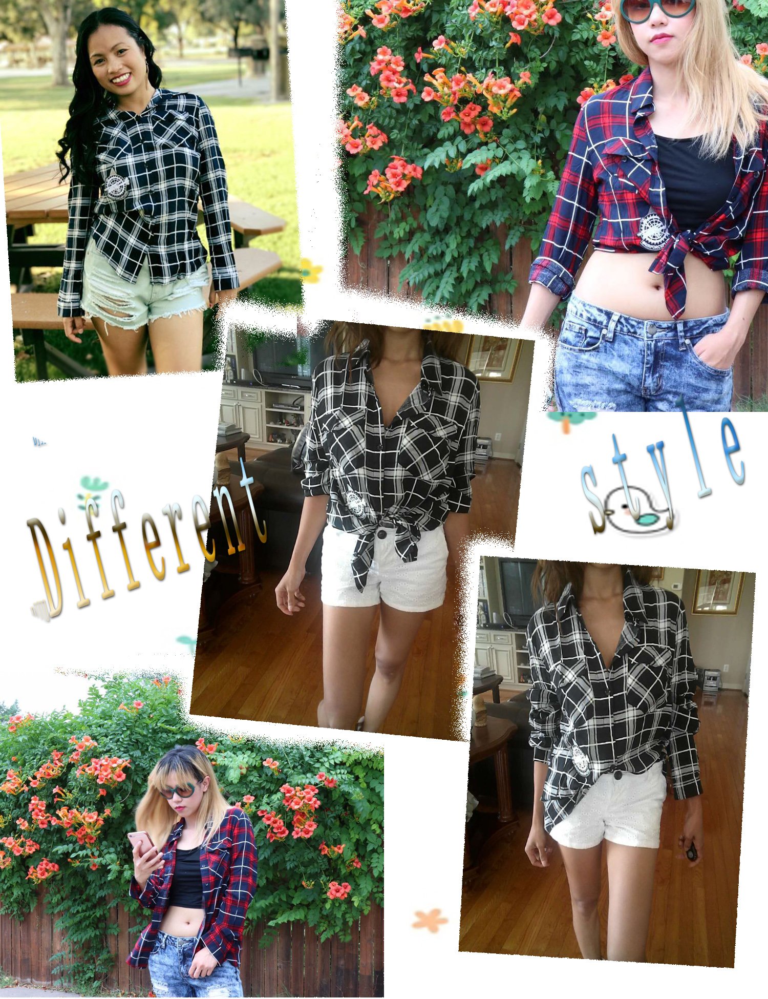 Women\'s Roll Up Sleeve Casual Loose Boyfriend Plaid Button Down Shirt SE MIU