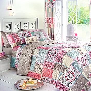 Dreams & Drapes, Blau, Pink, Bedspread (229 x 195 cm)