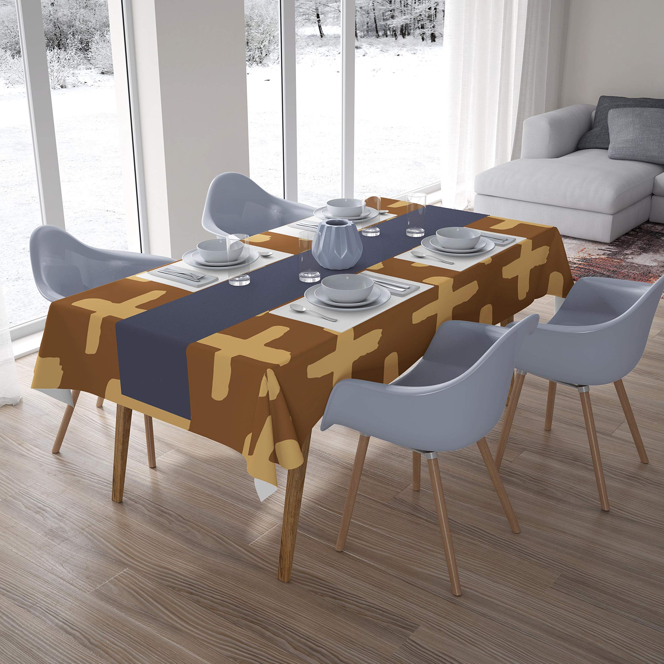 Bonamaison Kitchen Decoration, Tablecloth, Brown Tones, 140 x 200 Cm - Designed and Manufactured in Turkey
