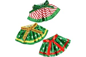 JOYIN 3 Pcs Christmas Doll Skirts Green Santa Clothing Dance Dress Accessories for Xmas Decoration