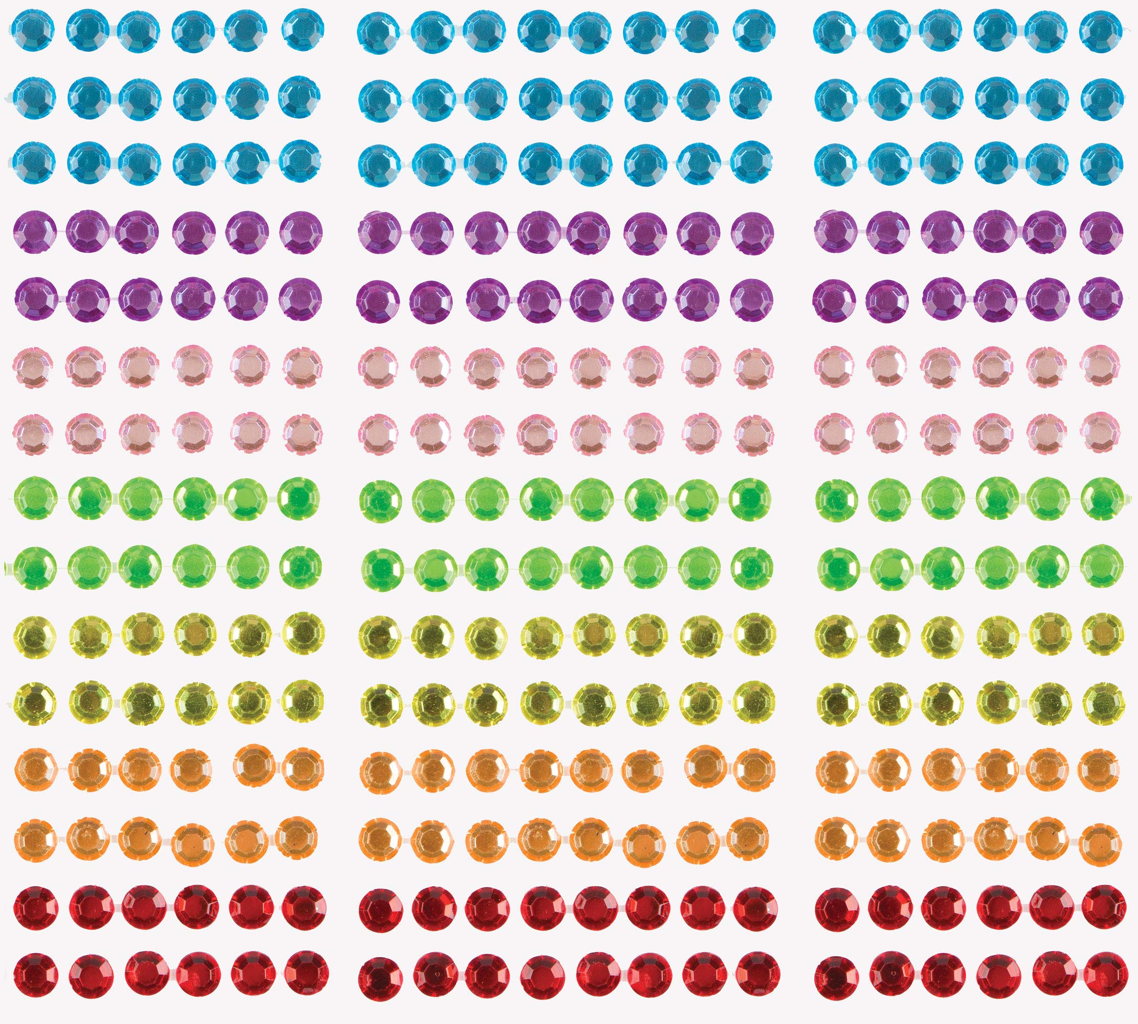 Baker Ross AR282 Rainbow Self-Adhesive Gemstones Value Pack for Kids' Crafts and Art Projects, Cards, Party Bags, and Decorations (Pack of 120)
