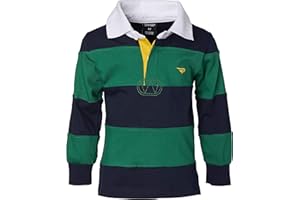 Sportoli Boys Cotton Wide Striped Long Sleeve Polo Rugby Shirt