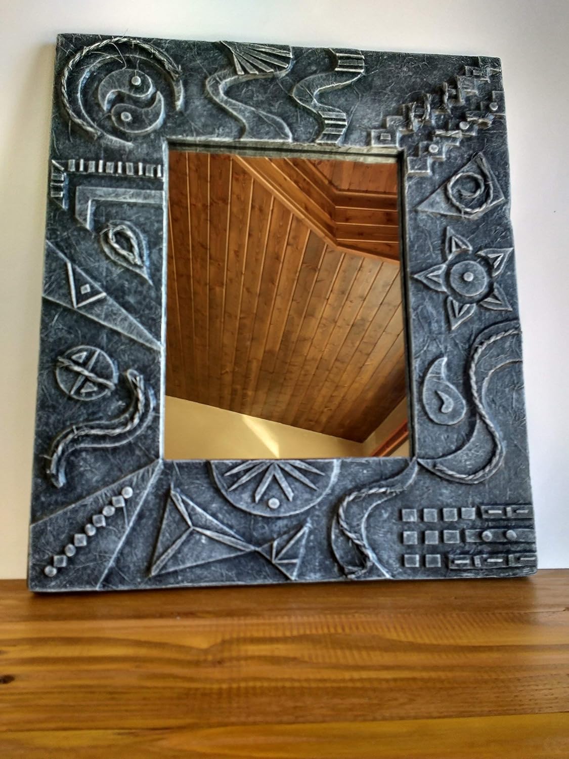 Espejo de pared decorativo de madera reciclada de palet hecho a mano