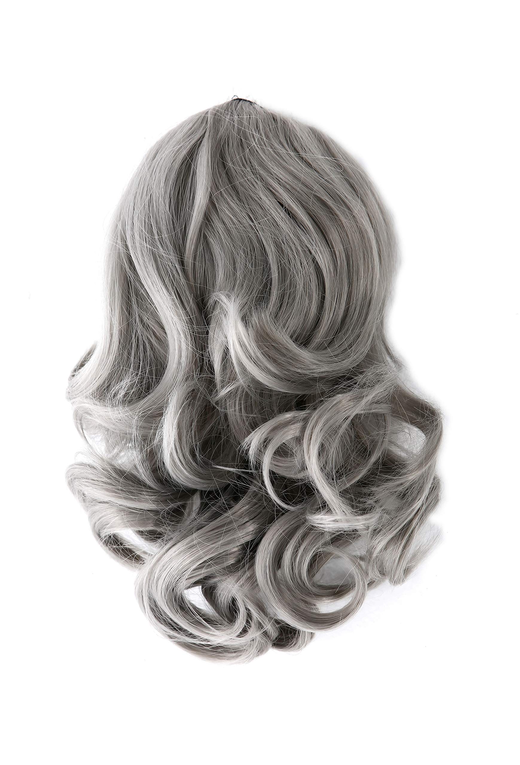 WIG ME UP - JL-3023-701 Hairpiece ponytail with comb and elastic draw string short wavy voluminous silver gray 14inch
