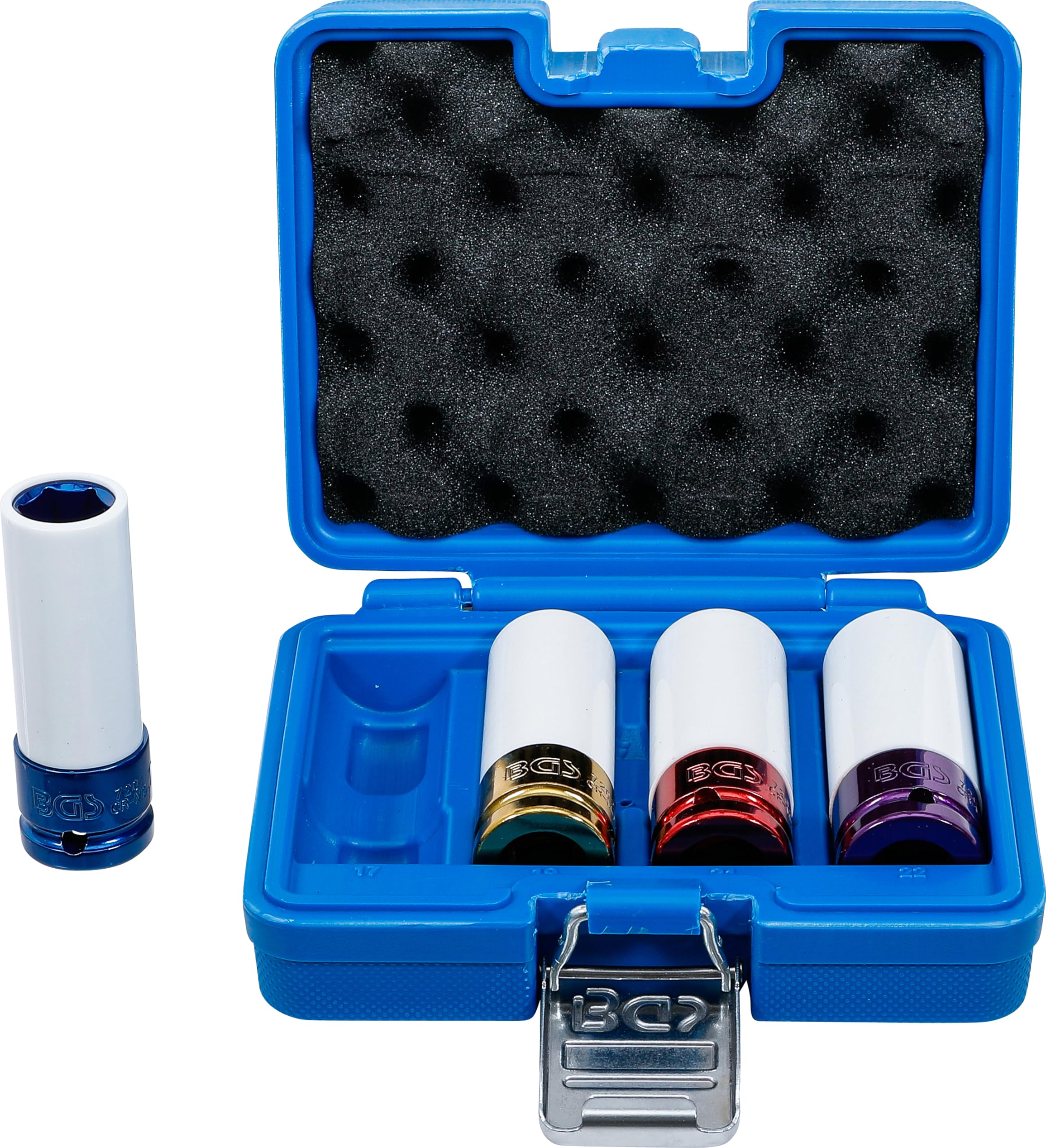 BGS 9847 | Protective Impact Socket Set | 12.5 mm (1/2") Drive | 17 / 19 / 21 /22 mm | 4 pcs.