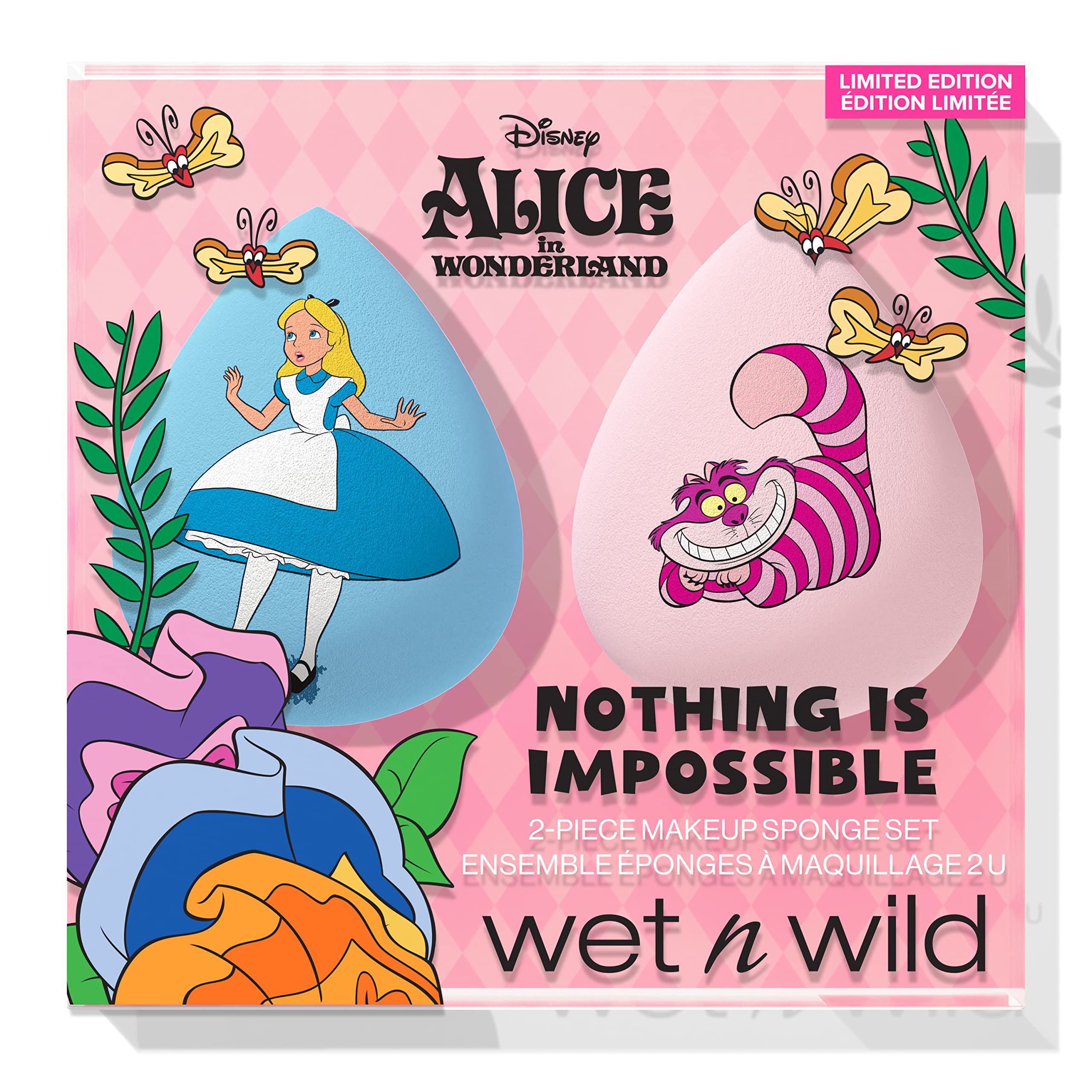 Wet n Wild Alice in Wonderland 'Nothing Is Impossible', 2-Piece Makeup Sponge Set for Seamless Coverage and Easy Application, Hydrophilic Material to Reduce Makeup Absorption