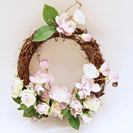 Amazon Co Jp Hanasakie ドアリース 桜 バラ ドアリース かわいい ナチュラル ピンク 春のインテリア ホーム キッチン