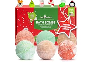 Christmas Bath Bombs for Kids with Surprise Toys Inside (6 Pack) - Holiday Gifts and Stocking Stuffers for Boys and Girls - Bubble Treats with Cheerful Scents, USA Made by Two Sisters
