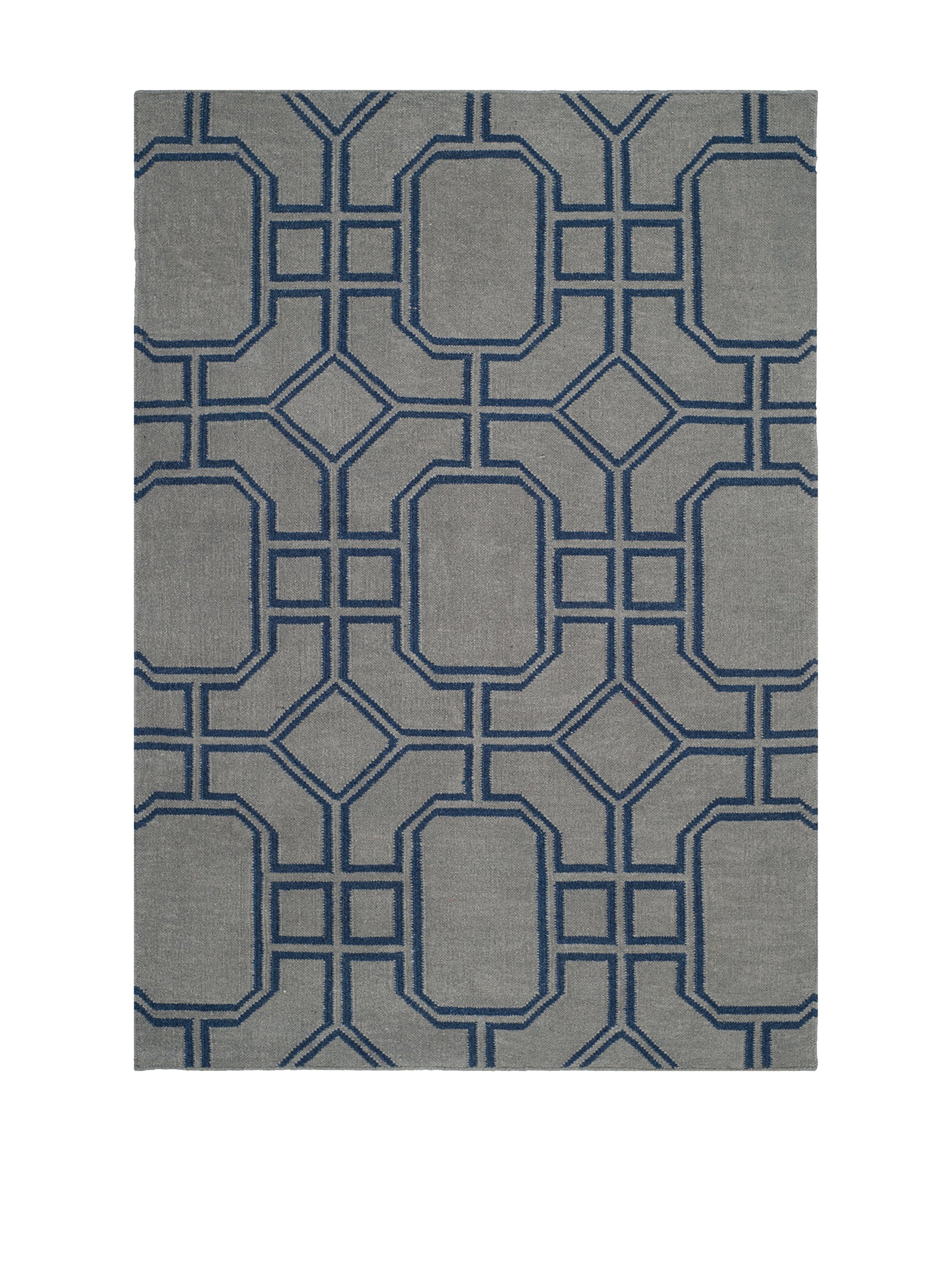 Safavieh Contemporary Indoor Flatweave Rectangle Area Rug, Dhurrie Collection, DHU860, in Grey / Dark Blue, 91 X 152 cm for Living Room, Bedroom or Any Indoor Space